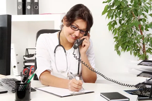 care aid coordinating with doctors over the phone